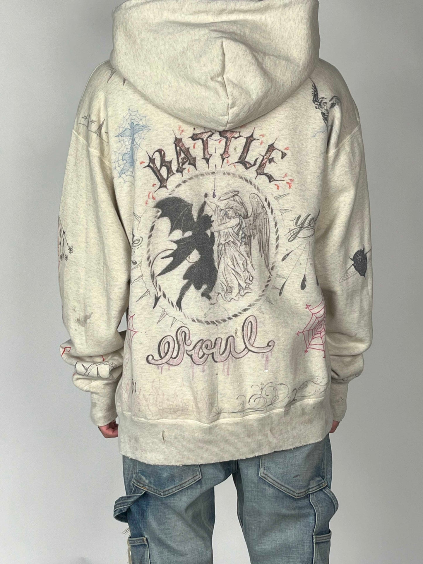 Saint Michael Dr.Woo Battle Hoodie White