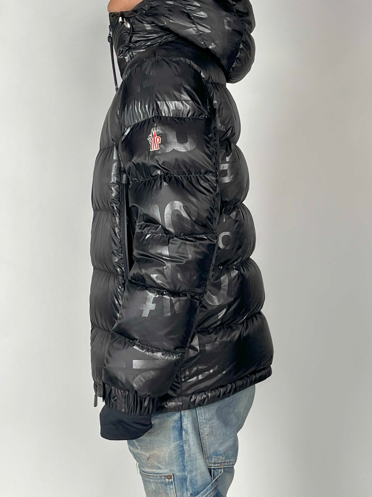 Moncler Grenoble Allover Logo Down Jacket Black
