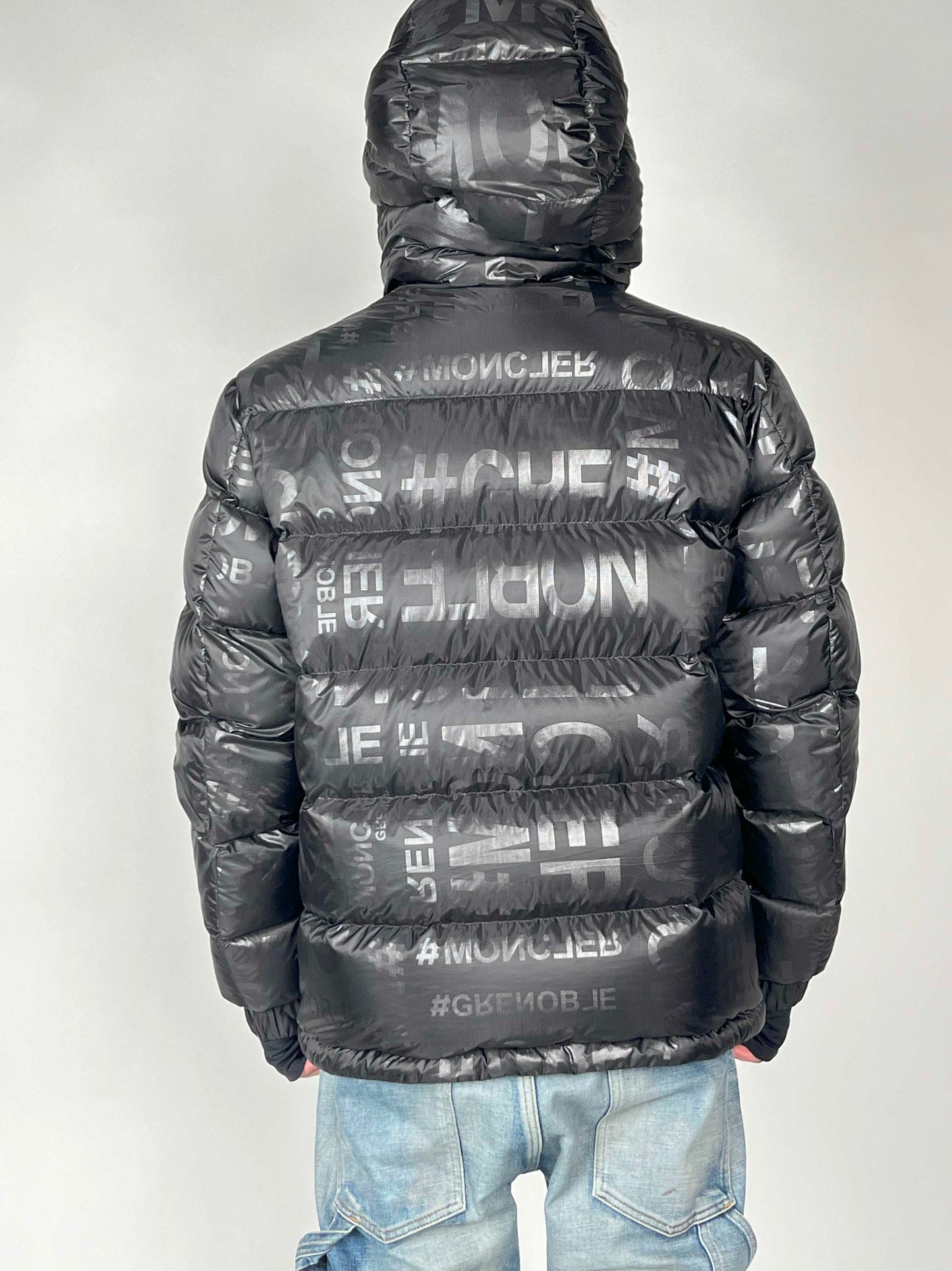 Moncler Grenoble Allover Logo Down Jacket Black