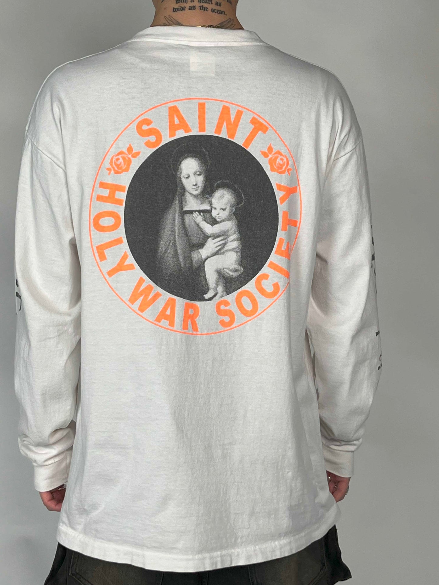 Saint Michael Pink Heart L/S Tee White
