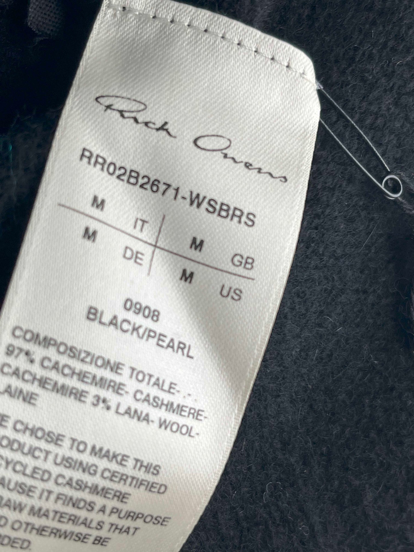Rick Owens tommy weater in recycled cashmere