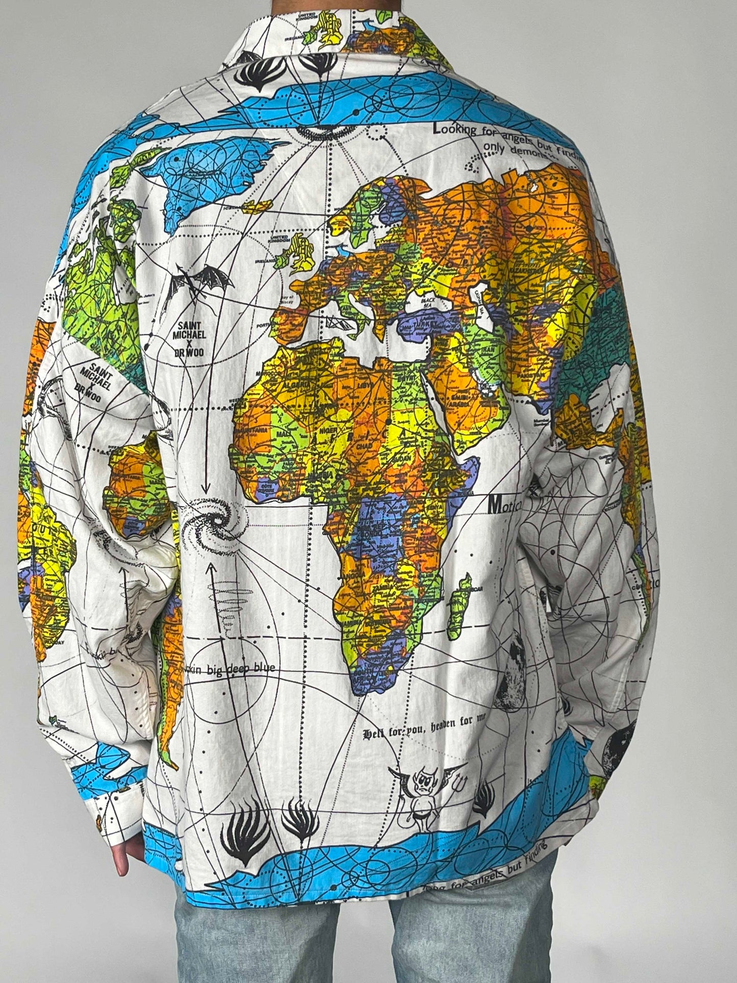 Saint Michael x Dr.Woo World Map Pajama Shirt