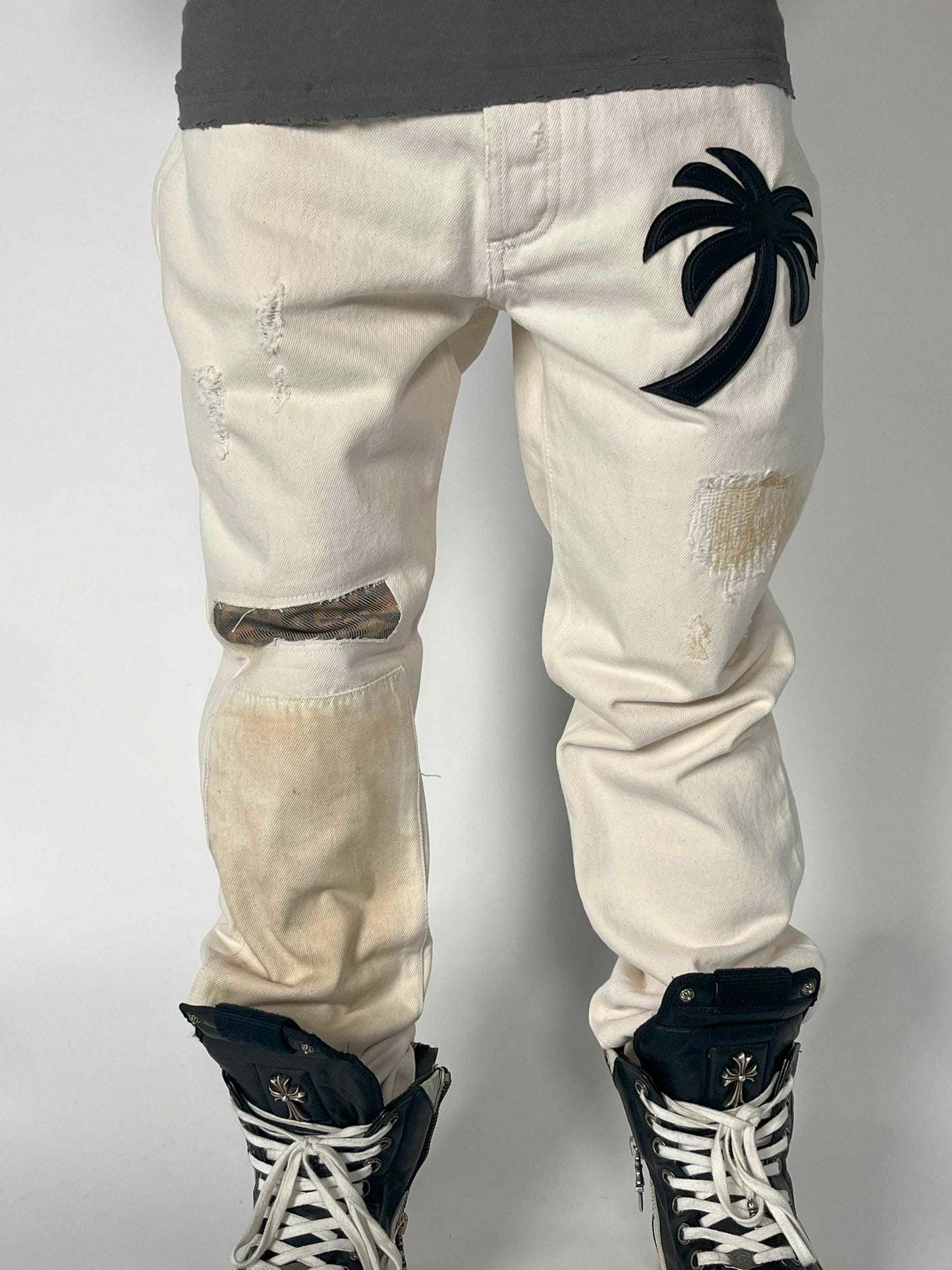 Palm Angels Palm Tree Patch Distressed Jeans