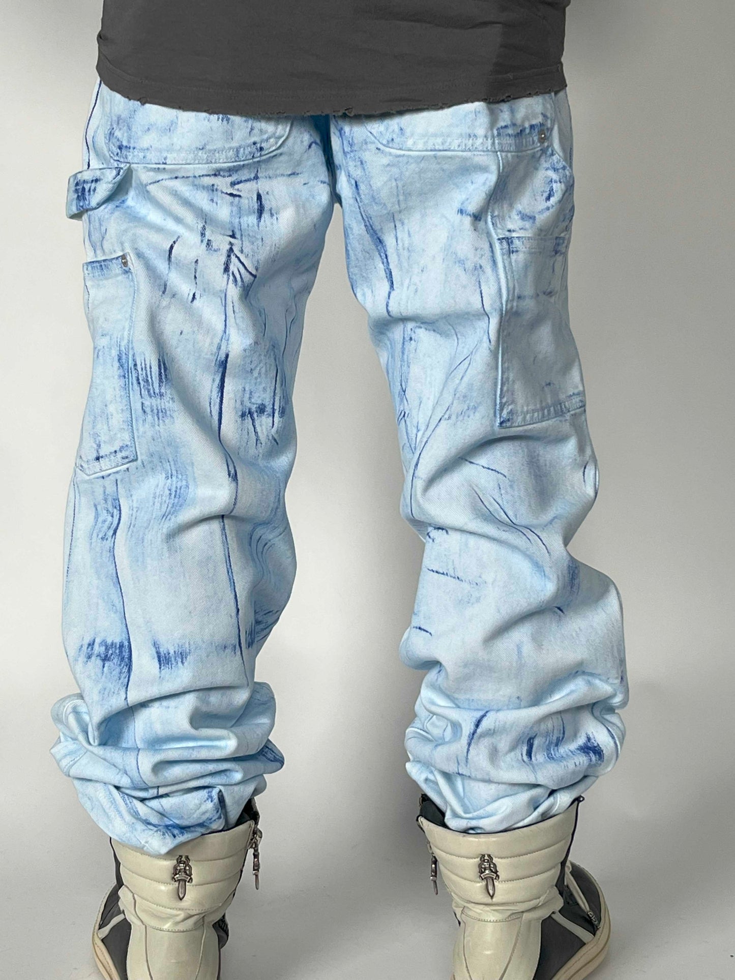 Heron Preston Paint Effect Straight Leg Jeans