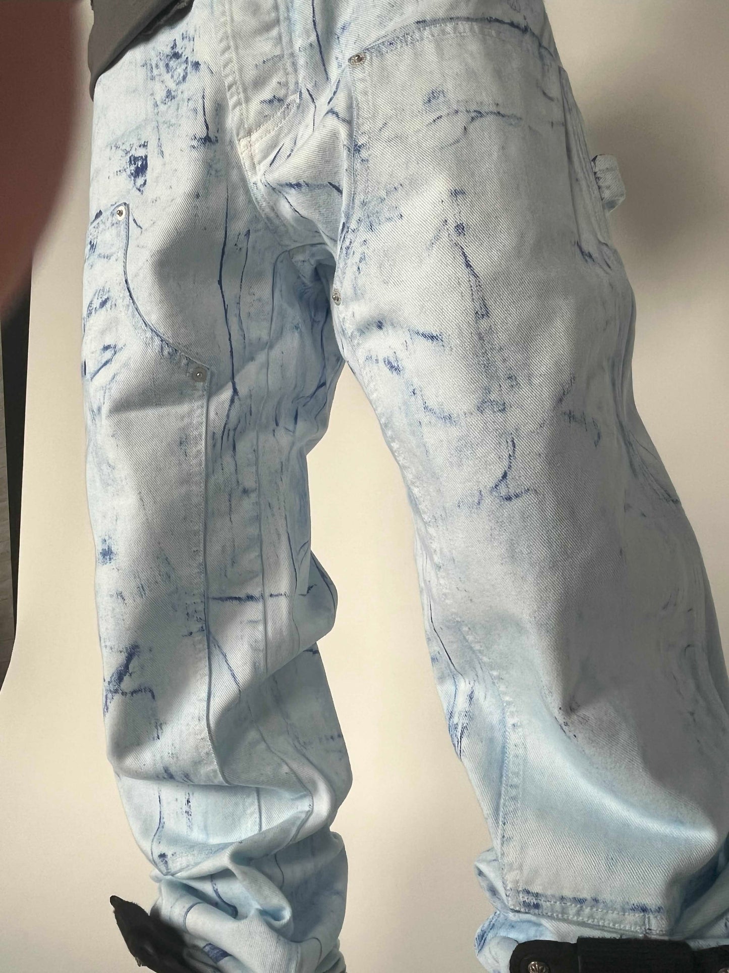 Heron Preston Paint Effect Straight Leg Jeans