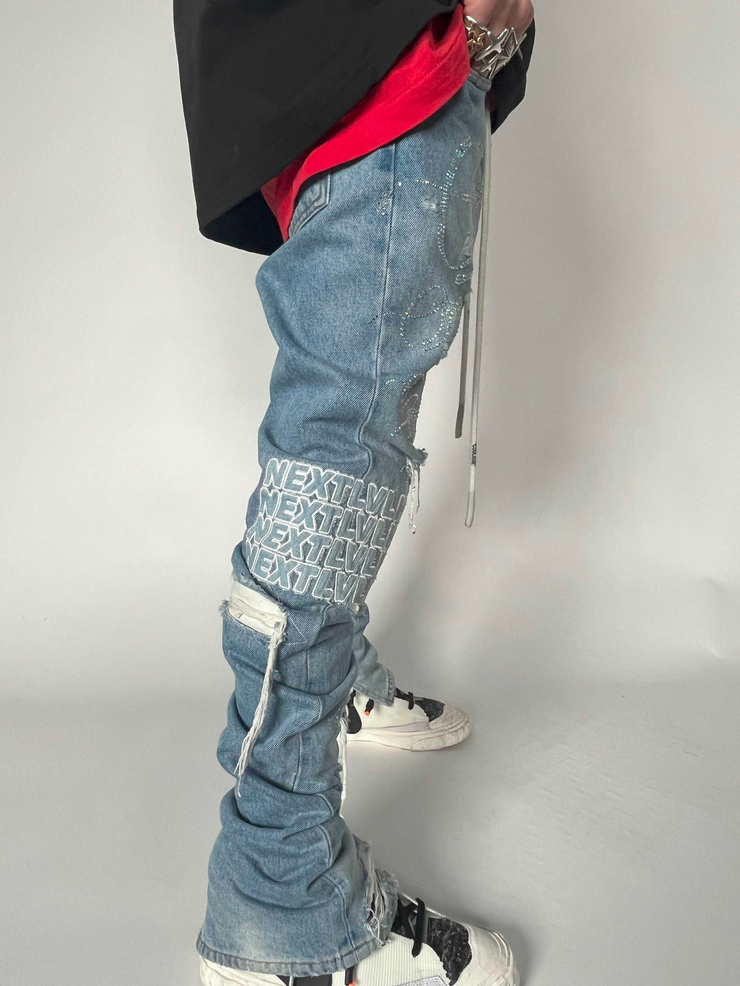 Off-White Ev Bravado Crystal Denim Jeans