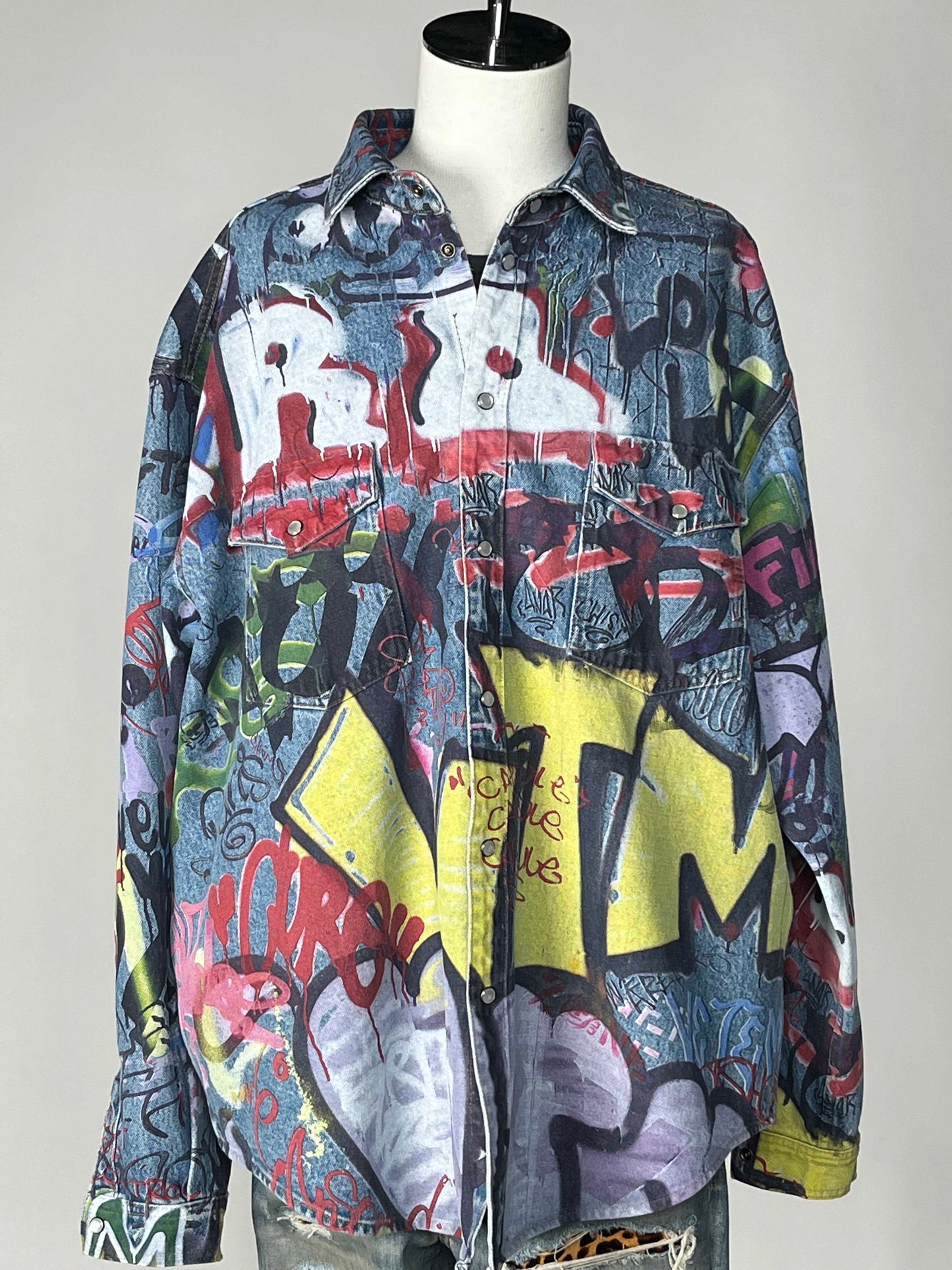 Vetements Graffiti Denim Shirt Blue