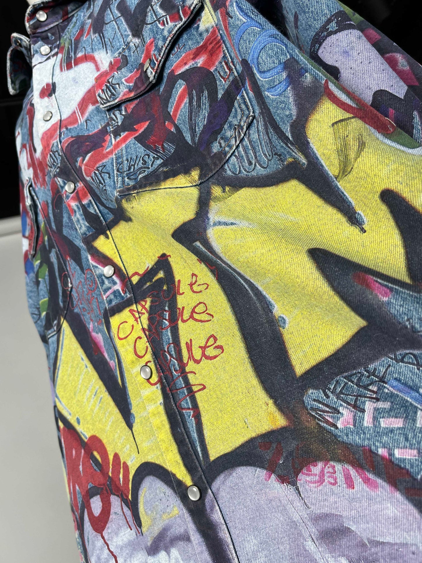 Vetements Graffiti Denim Shirt Blue