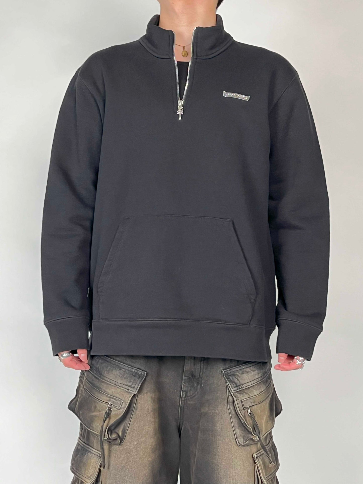 Chrome hearts SWTSHRT U SAILIN ON 1/2 ZIP ROKER ARCH Black