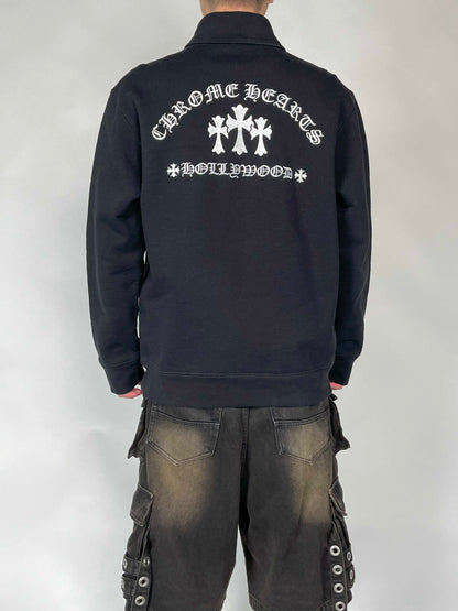 Chrome hearts SWTSHRT U SAILIN ON 1/2 ZIP ROKER ARCH Black