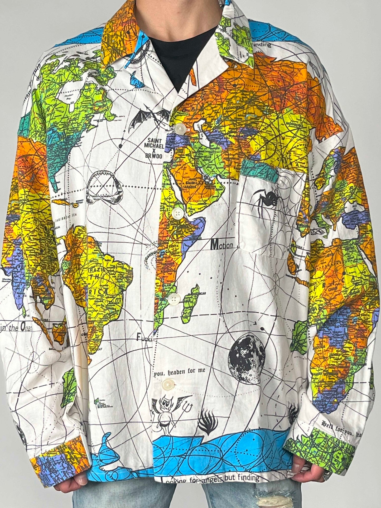 Saint Michael x Dr.Woo World Map Pajama Shirt