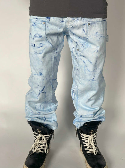 Heron Preston Paint Effect Straight Leg Jeans