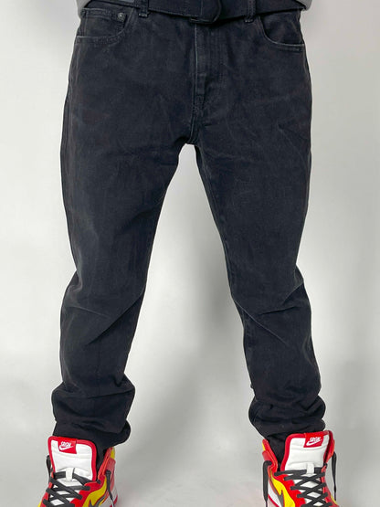 Off-White Black Tapered Jeans With Logoed Belt In Nero