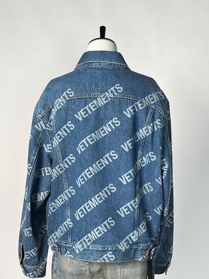 Vetements All-Over Logo Printed Denim Jacket