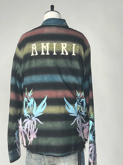 AMIRI Printed Leaves Flannel Shirt M Multi