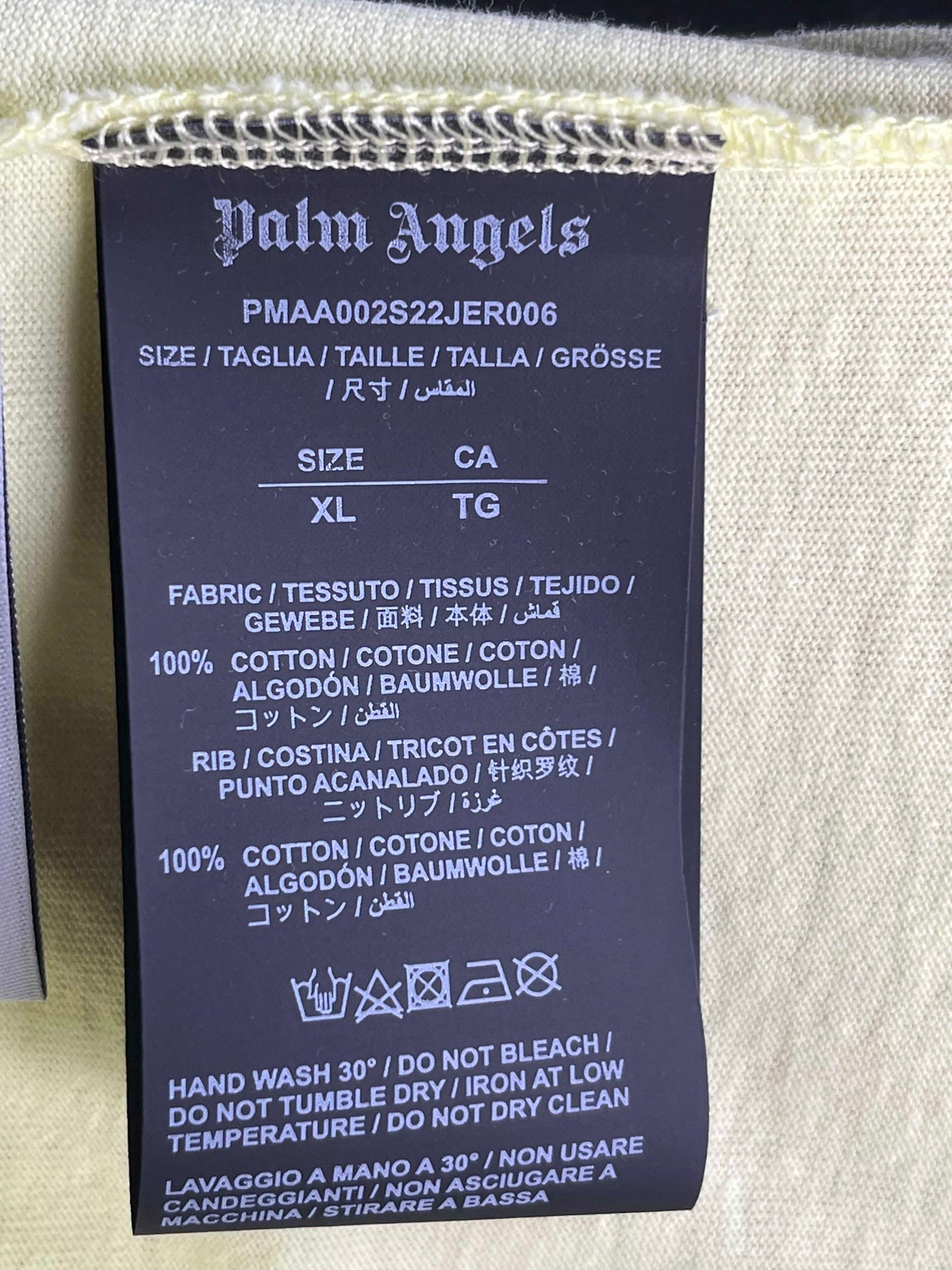 Palm Angels Logo Over S/S Tee XL Yellow